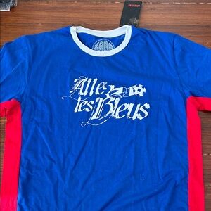 Blue and Red Graphic T-Shirt Allez Les Bleus
